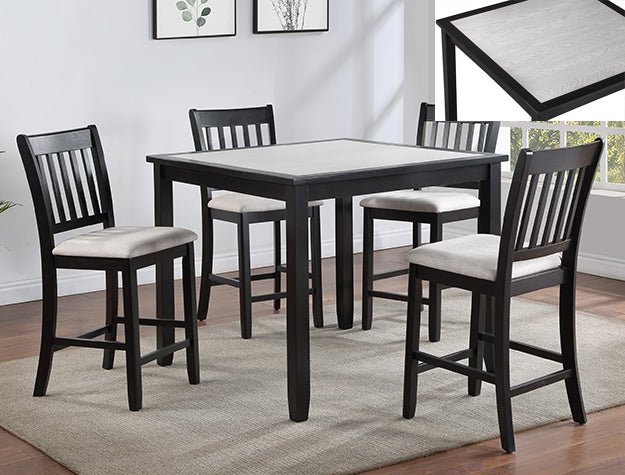 Salvador Black/White 5-Piece Counter Height Dining Set