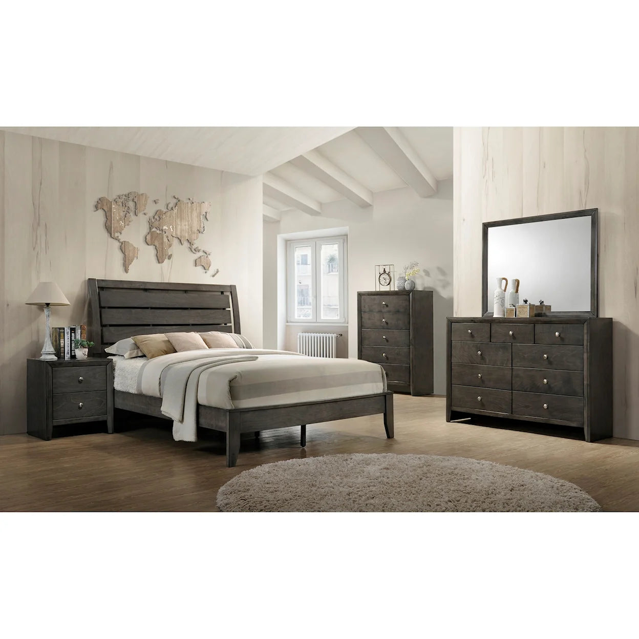 Evan Gray Panel Bedroom Set