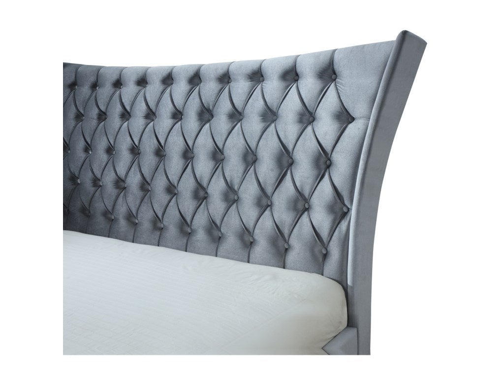 5102 Gabriella Grey Velvet King Bed