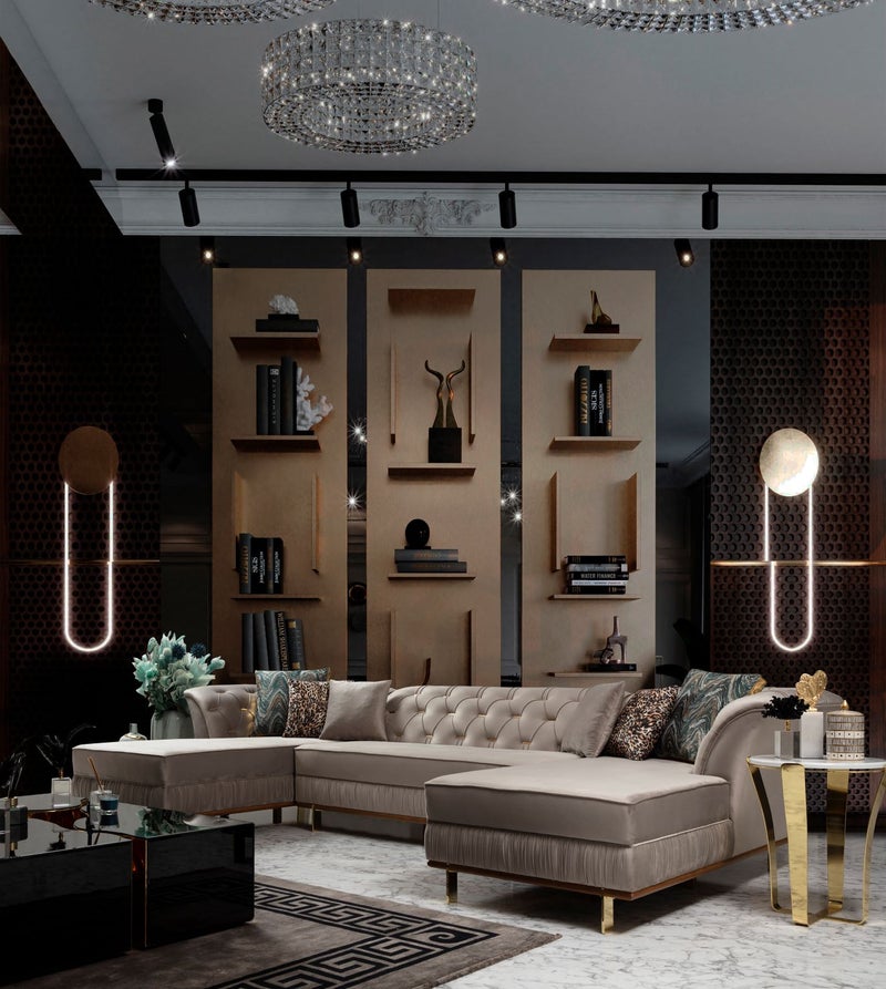 Marilyn Velvet Ivory Double Chaise Sectional