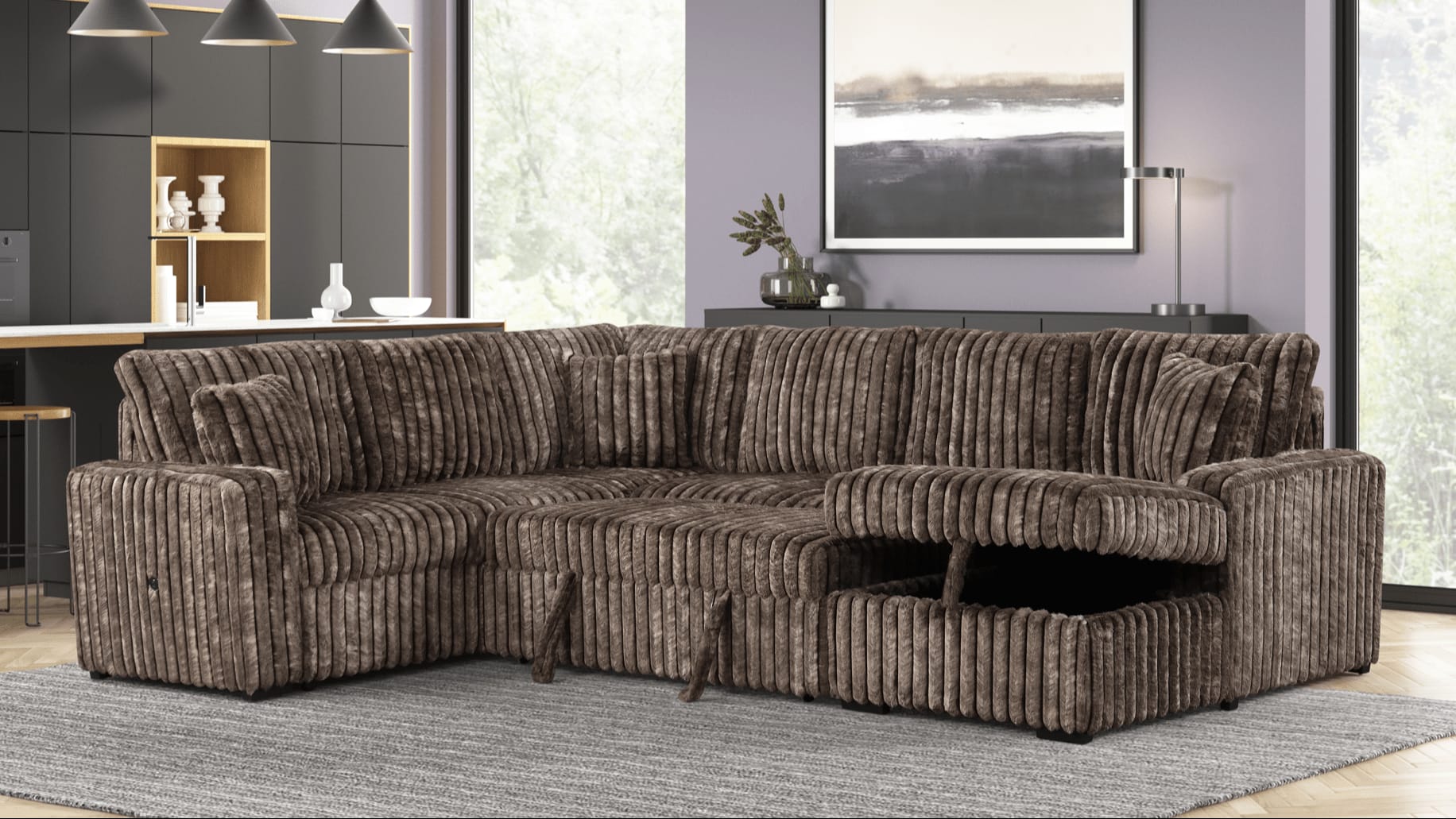 Sonic Black Sectional With Pull-Out Bed Sectional