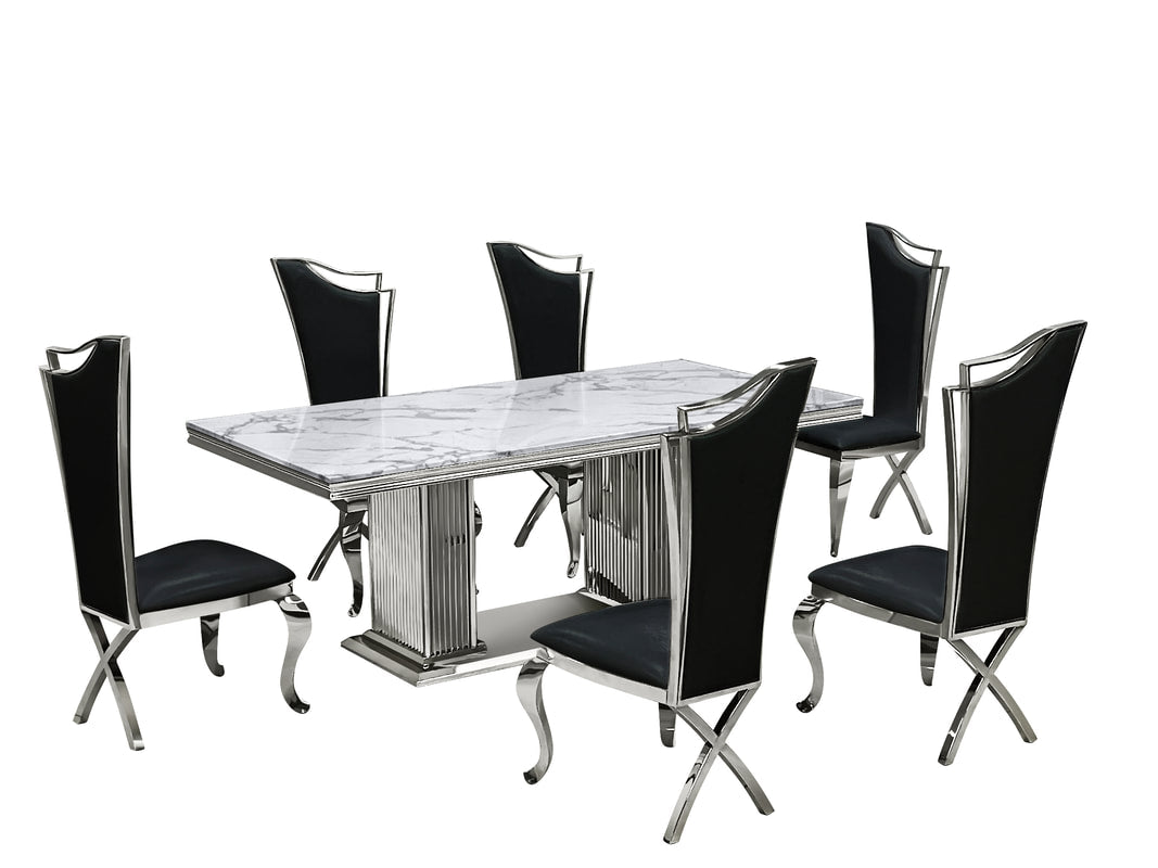 Lux Marble Dining Set 7-Piece