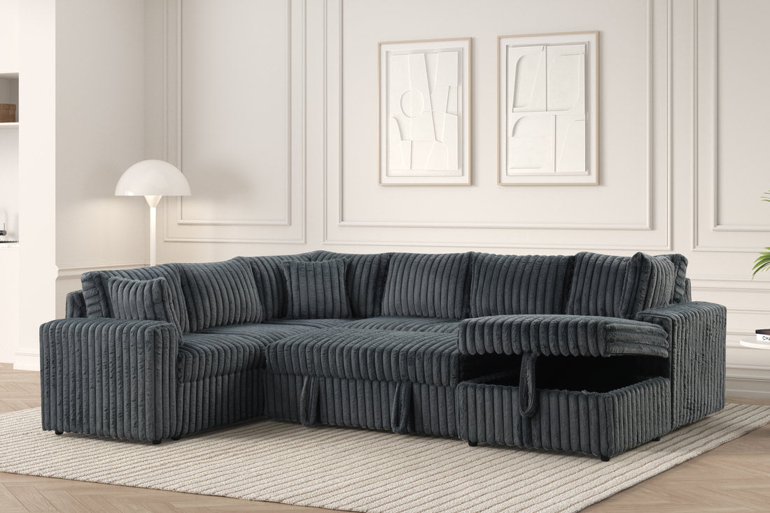 Sonic Black Sectional With Pull-Out Bed Sectional