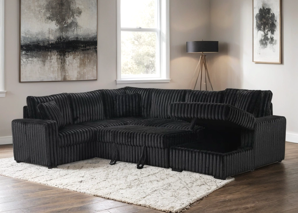 Sonic Black Sectional With Pull-Out Bed Sectional