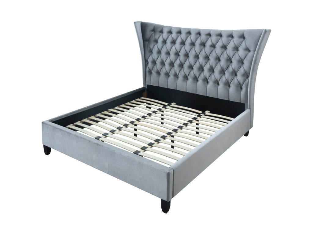 5102 Gabriella Grey Velvet King Bed