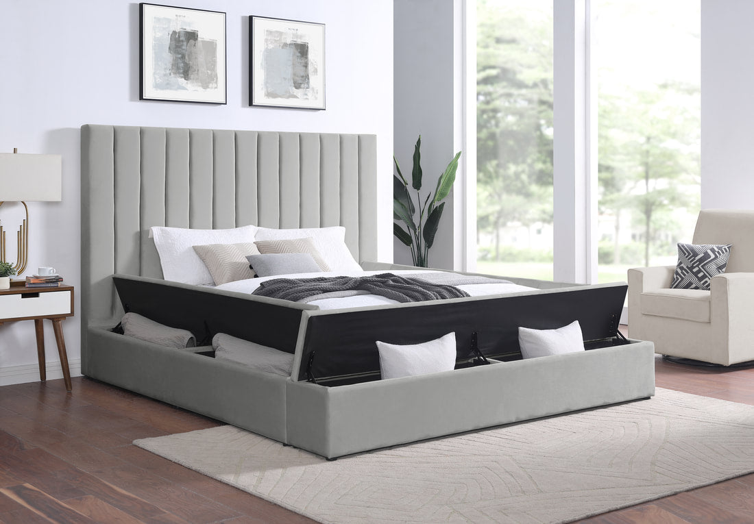 France Grey Platform Queen Bed