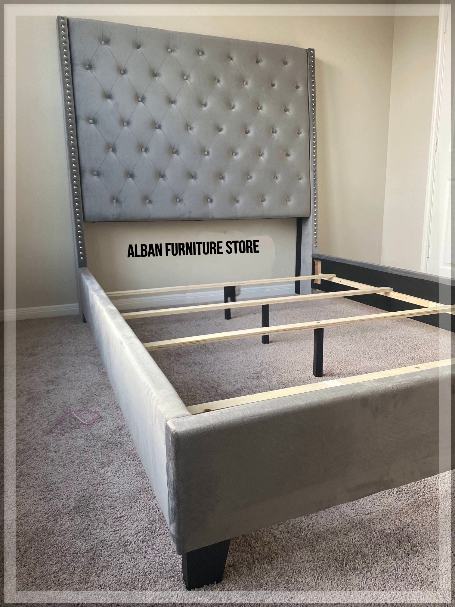 HH530 6F Grey/Silver King Bed Frame