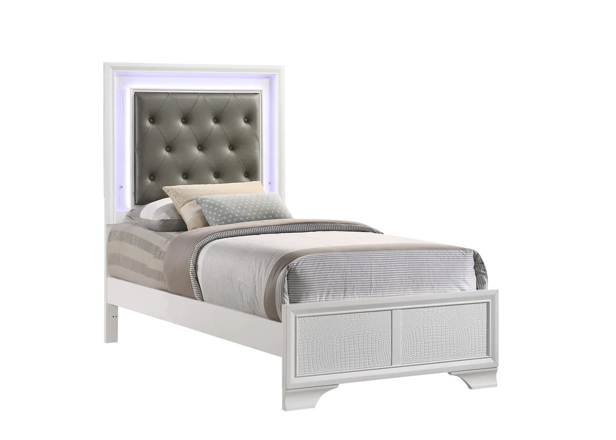 Lyssa LED Upholstered Panel Bed