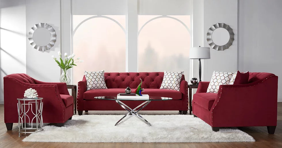 S16150 Bing Red Velvet Sofa&Loveseat Set